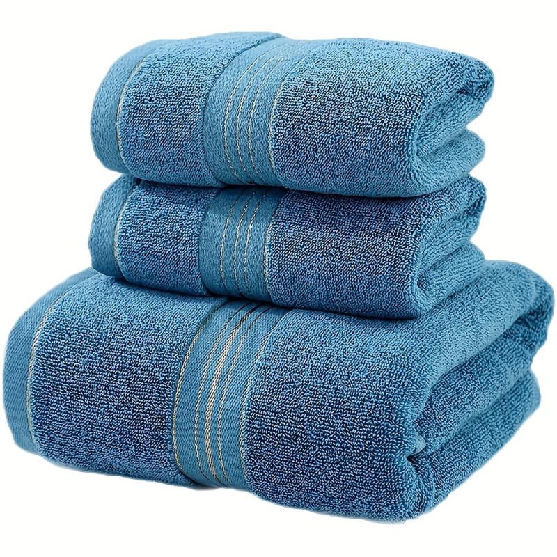 3pc Cotton Towel Set Bath & Hand Towel 450gsm Plush Spa Bathroom Towel