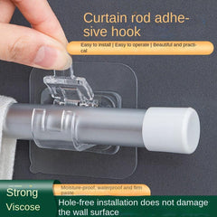 2pcs Curtain Rod Hook Wall Mounted Towel Rod Bracket Telescopic Rod Holder
