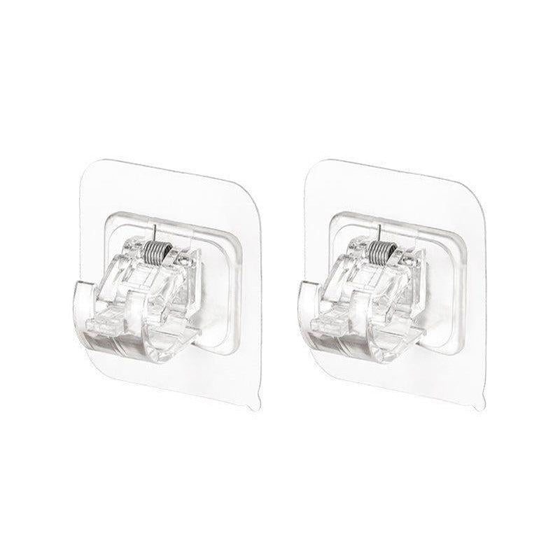 2pcs Curtain Rod Hook Wall Mounted Towel Rod Bracket Telescopic Rod Holder