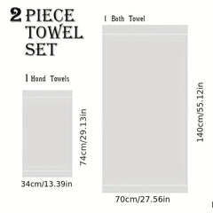 2pcs High Bathroom Towel Set Absorbent Quick Drying Soft Towel