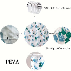 Printed Shower Curtain Waterproof with 12 Hooks Bathroom Decor