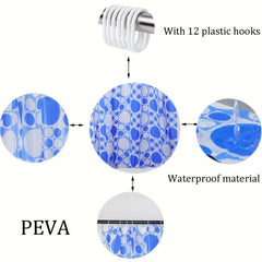 Printed Shower Curtain Waterproof with 12 Hooks Bathroom Decor