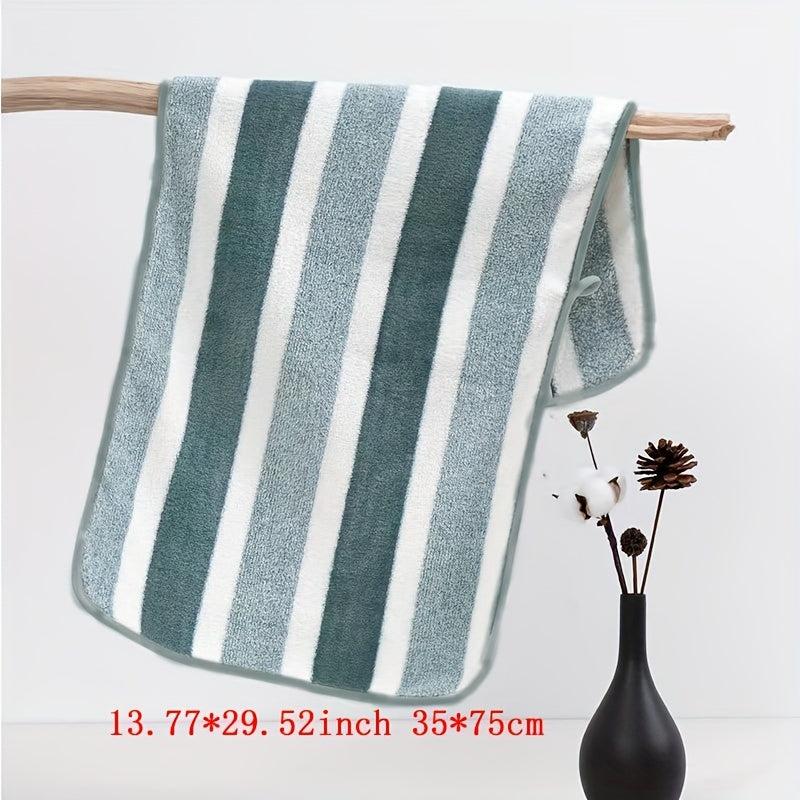Soft Striped Pattern Hand Towel and Bath Towel Set for Home Bathroom