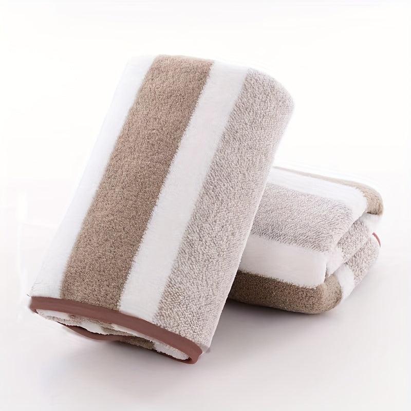 Soft Striped Pattern Hand Towel and Bath Towel Set for Home Bathroom