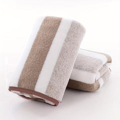 Soft Striped Pattern Hand Towel and Bath Towel Set for Home Bathroom