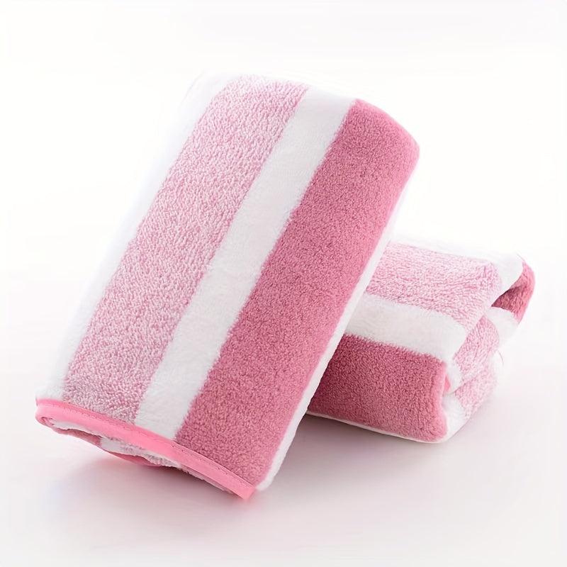 Soft Striped Pattern Hand Towel and Bath Towel Set for Home Bathroom