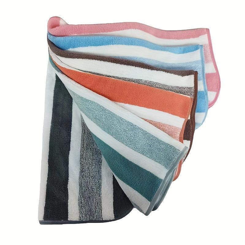 Soft Striped Pattern Hand Towel and Bath Towel Set for Home Bathroom