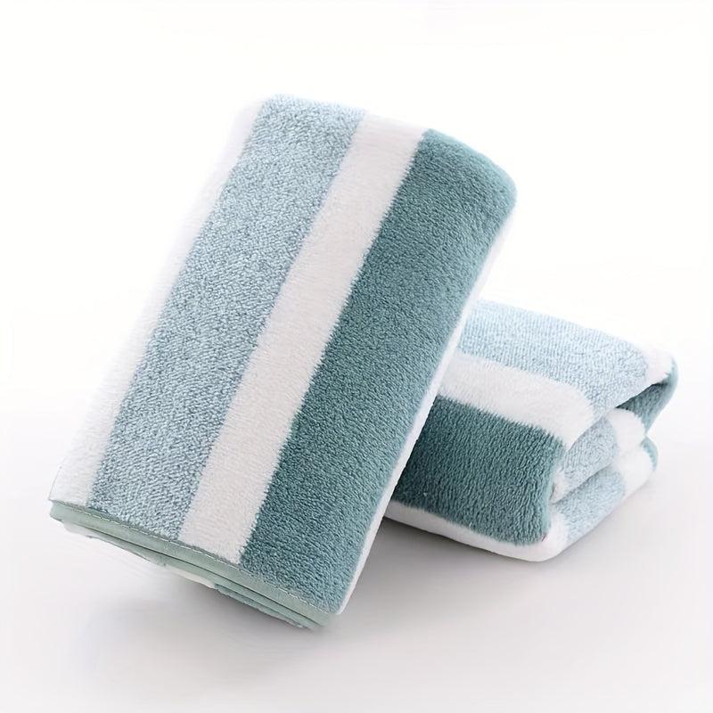 Soft Striped Pattern Hand Towel and Bath Towel Set for Home Bathroom