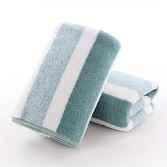Soft Striped Pattern Hand Towel and Bath Towel Set for Home Bathroom