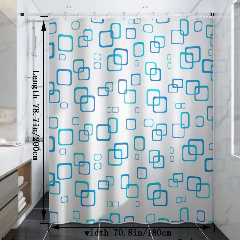 Geometric Print Shower Curtain Waterproof and Mildew Resistant Multiple Sizes