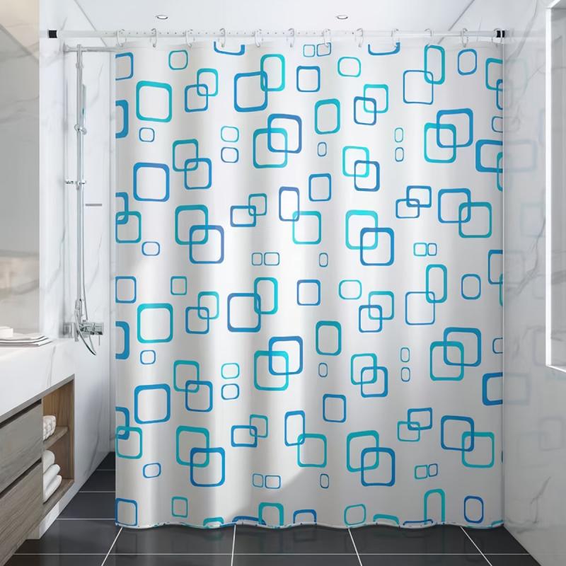 Geometric Print Shower Curtain Waterproof and Mildew Resistant Multiple Sizes