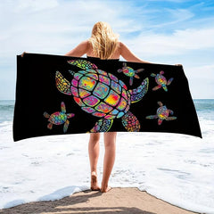 Turtle Pattern Beach Towel, Quick Drying, Strong Sand Absorption