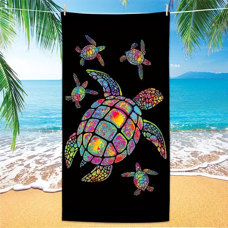 Turtle Pattern Beach Towel, Quick Drying, Strong Sand Absorption