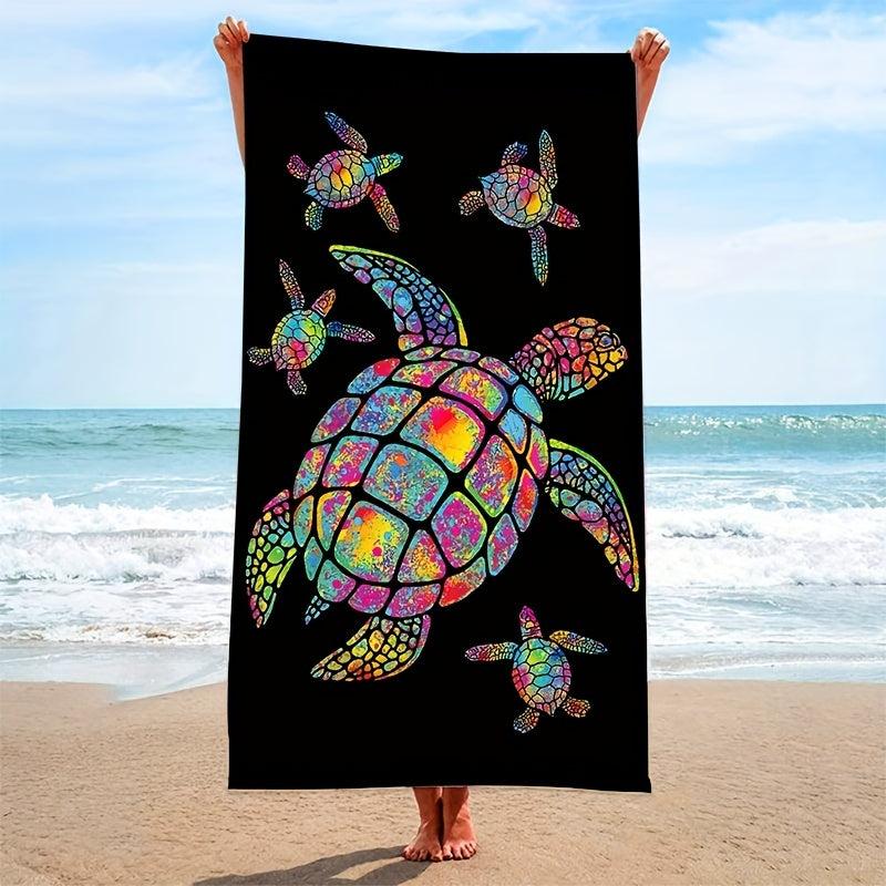 Turtle Pattern Beach Towel, Quick Drying, Strong Sand Absorption