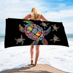 Turtle Pattern Beach Towel, Quick Drying, Strong Sand Absorption