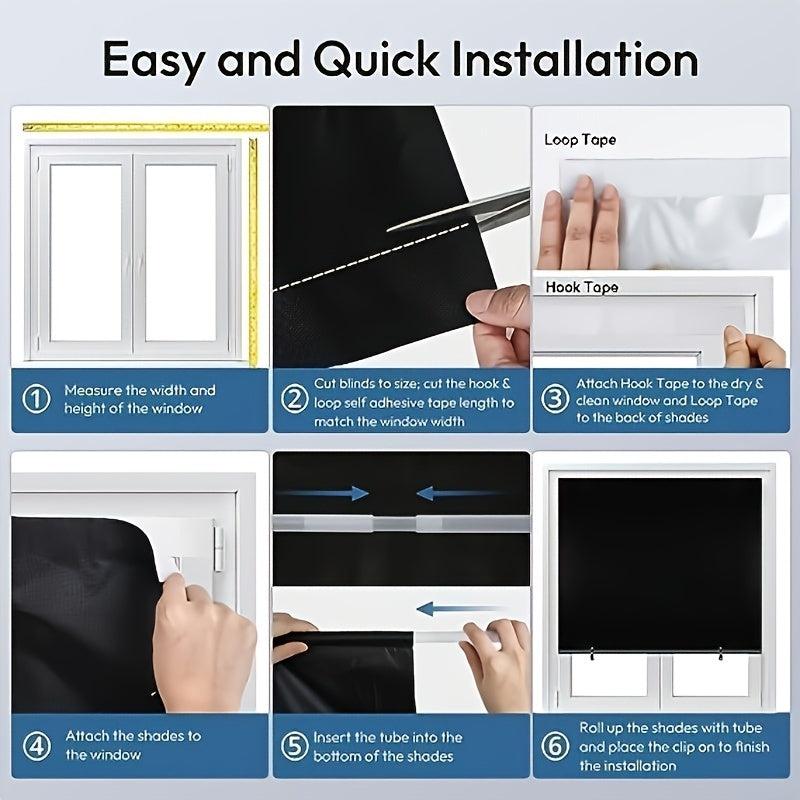 Blackout Roller Shades Cordless Window Blinds Thermal Insulated UV Protection