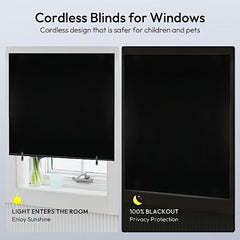 Blackout Roller Shades Cordless Window Blinds Thermal Insulated UV Protection