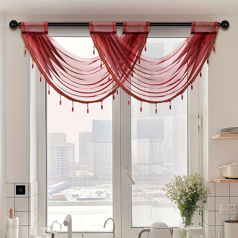 Fashionable Bead Edge Window Valance 30x24 Inches