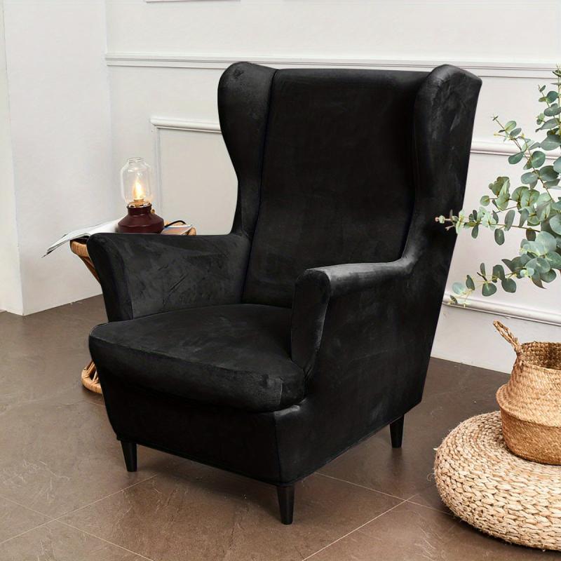 2pcs Velvet Sofa Slipcover Wingback Chair Cover