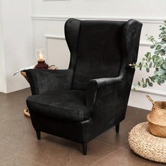 2pcs Velvet Sofa Slipcover Wingback Chair Cover