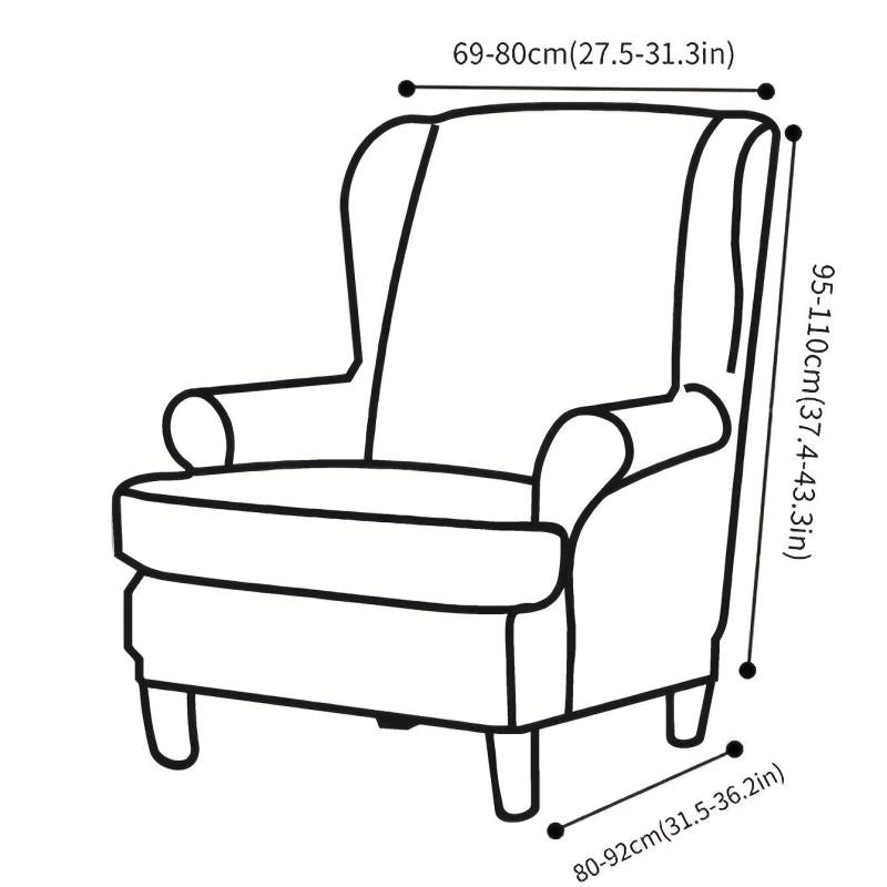 2pcs Velvet Sofa Slipcover Wingback Chair Cover