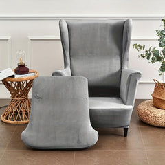 2pcs Velvet Sofa Slipcover Wingback Chair Cover