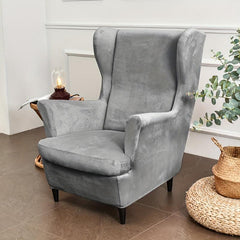 2pcs Velvet Sofa Slipcover Wingback Chair Cover