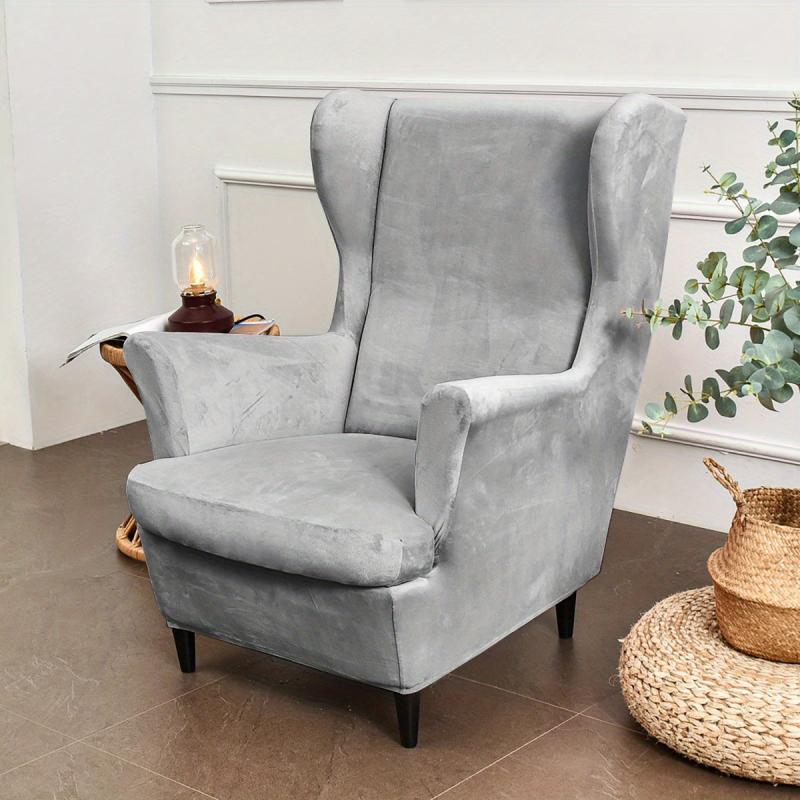 2pcs Velvet Sofa Slipcover Wingback Chair Cover