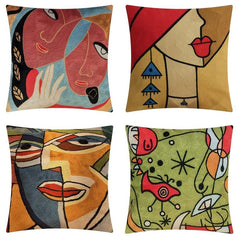 Impressionism Throw Pillow Covers Embroidery Visual Abstract Printed Pillowcase
