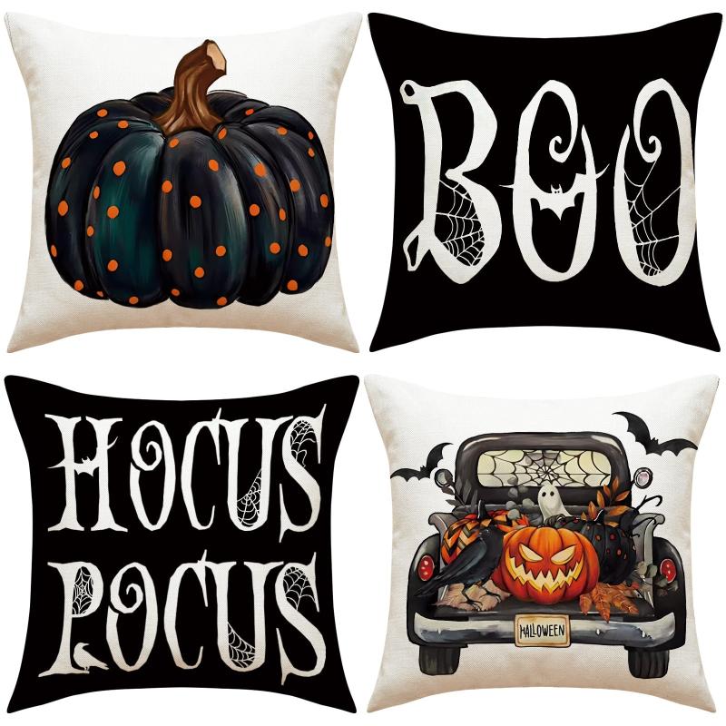 1pc Linen Throw Pillow Covers Printed Throw Pillowcase