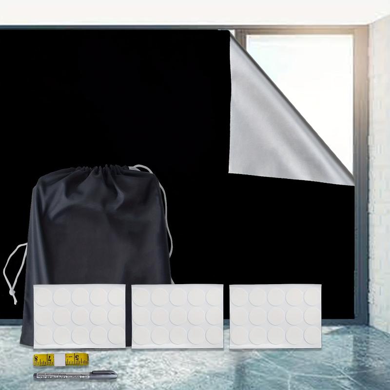 1pc DIY Blackout Curtains Portable Window Curtain Shade Self adhesive