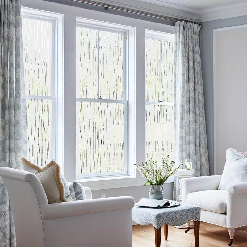 Frosted Stripes Pattern Window Film Privacy Glass Film Cling