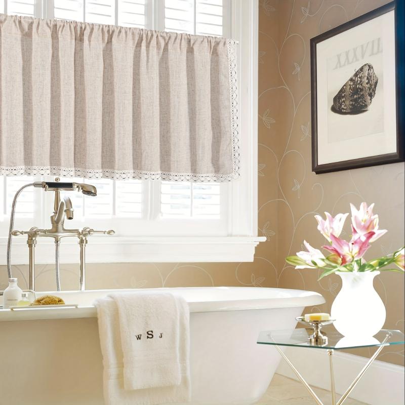 Tassel Lace Window Sheer Curtain Rod Pocket Curtain Short C