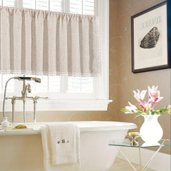 Tassel Lace Window Sheer Curtain Rod Pocket Curtain Short C