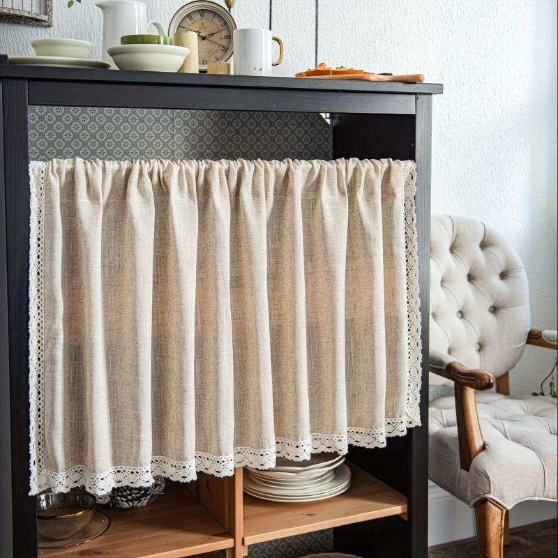 Tassel Lace Window Sheer Curtain Rod Pocket Curtain Short C