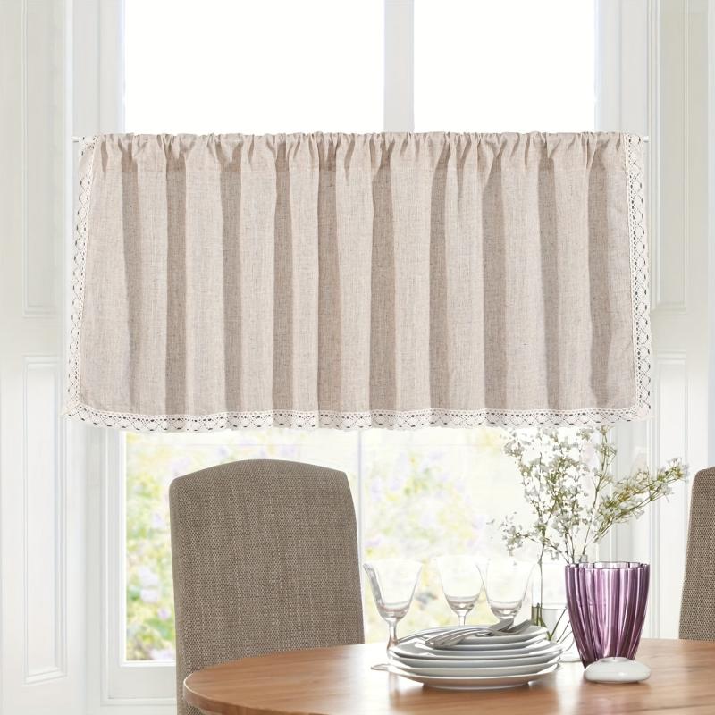 Tassel Lace Window Sheer Curtain Rod Pocket Curtain Short C