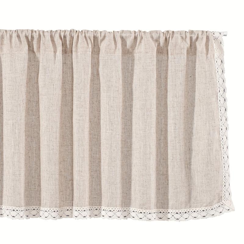 Tassel Lace Window Sheer Curtain Rod Pocket Curtain Short C