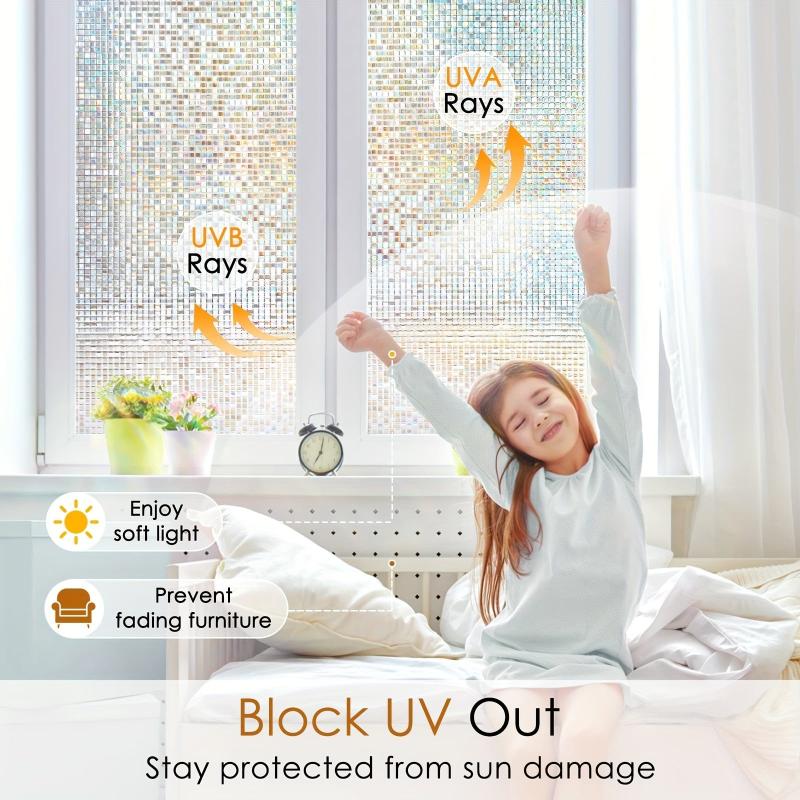 Privacy Window Film Stained Glass Rainbow Decorative Vinyl UV Blocking