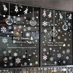6pcs Christmas Glass Window Stickers Snowflake Bells Holiday Decor