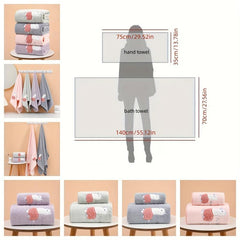 2pcs Embroidered Hand Towel Set Soft Skin-friendly Face Towel