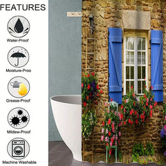 Polyester Waterproof 3D Garden Shower Curtain 182x182cm with 12 Hooks