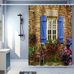 Polyester Waterproof 3D Garden Shower Curtain 182x182cm with 12 Hooks