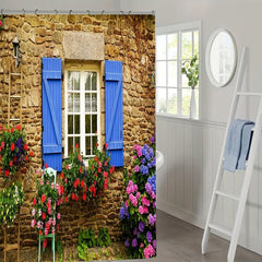 Polyester Waterproof 3D Garden Shower Curtain 182x182cm with 12 Hooks