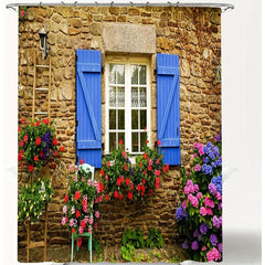 Polyester Waterproof 3D Garden Shower Curtain 182x182cm with 12 Hooks