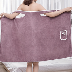 Quick Drying Coral Velvet Bath Towel for Adults with Bowknot