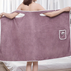 Quick Drying Coral Velvet Bath Towel for Adults with Bowknot