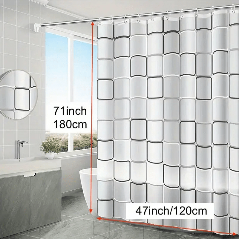 PEVA Bathroom Shower Curtain Waterproof with Hooks