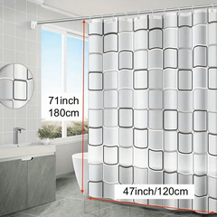 PEVA Bathroom Shower Curtain Waterproof with Hooks