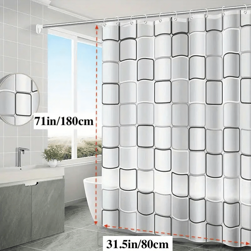 PEVA Bathroom Shower Curtain Waterproof with Hooks