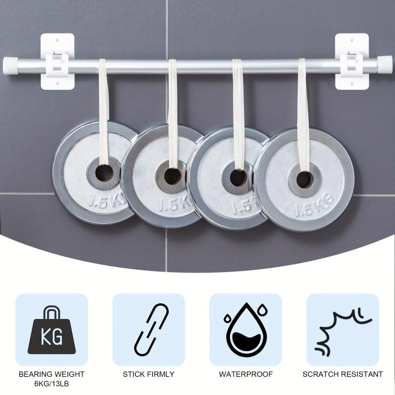 No Drill Curtain Rod Bracket Set Self Adhesive Adjustable Rod Hooks